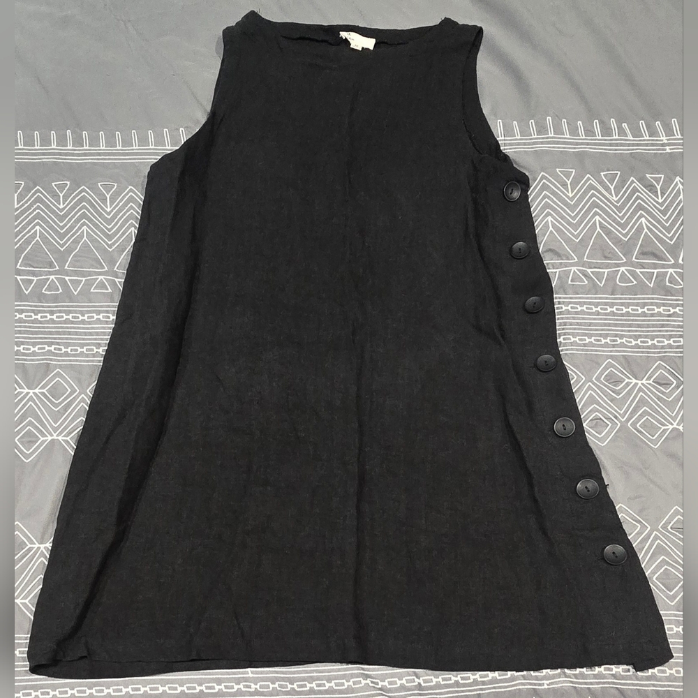 A.Ren Black Linen Sleeveless Mini Dress Size Medium